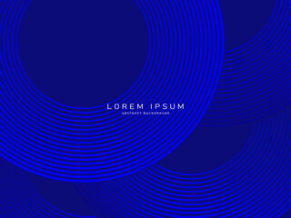 Abstract blue glowing geometric lines on dark blue background. Modern shiny blue circle lines pattern. Futuristic technology concept, perfect for covers, posters, banners, brochures, websites, etc.