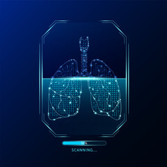 Lung scanning radar screen. Medical technology health care. Digital interface system MRI scan analysis of human organ. Science concept. Vector EPS10.