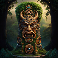 An interesting totem in the forest  