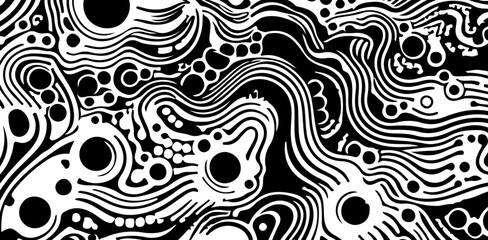 Abstract black and white  zentangle doodle background. - 779370417
