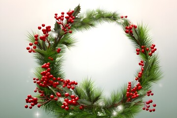 Fototapeta na wymiar Watercolor Christmas Wreath