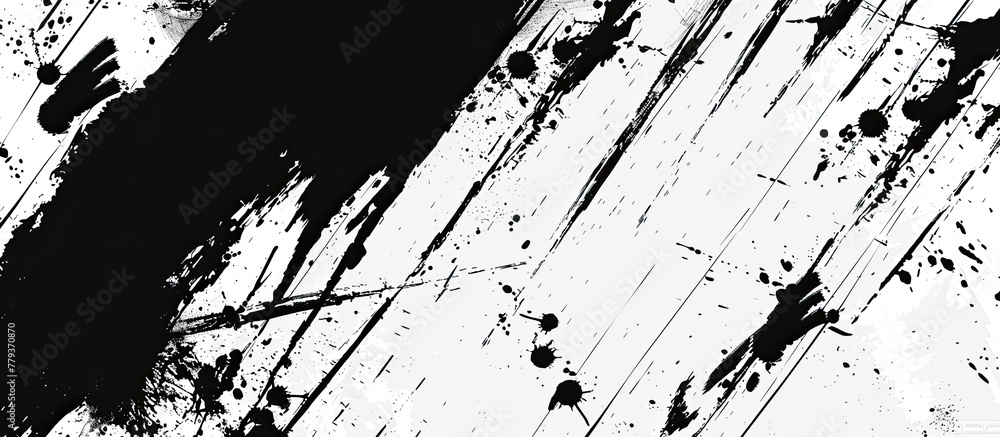 Poster a black and white closeup photo of a brush stroke on a wooden surface, creating a pattern of paralle
