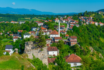 Obraz premium Panorama view of Prusac fortress in Bosnia and Herzegovina
