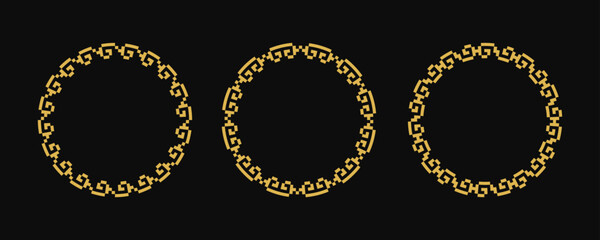 Circle Frame Greek style set, Decorative border, vintage ornaments with seamless pattern vector illustration