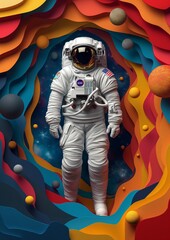 Astronaut Paper Cutout -Illustration