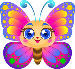 Joyful, Color-Infused Butterfly in Child-Focused Vector Art