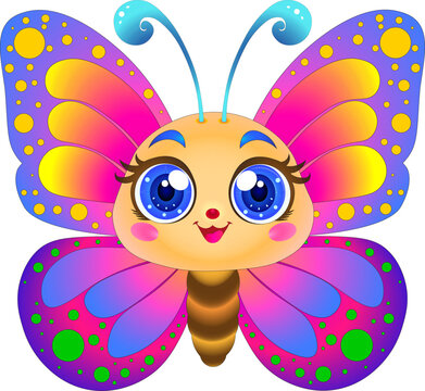 Joyful, Color-Infused Butterfly in Child-Focused Vector Art