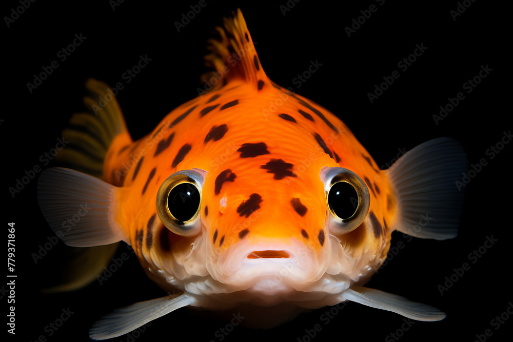 Wall mural A small orange fish with black spots on its face - Wall murals