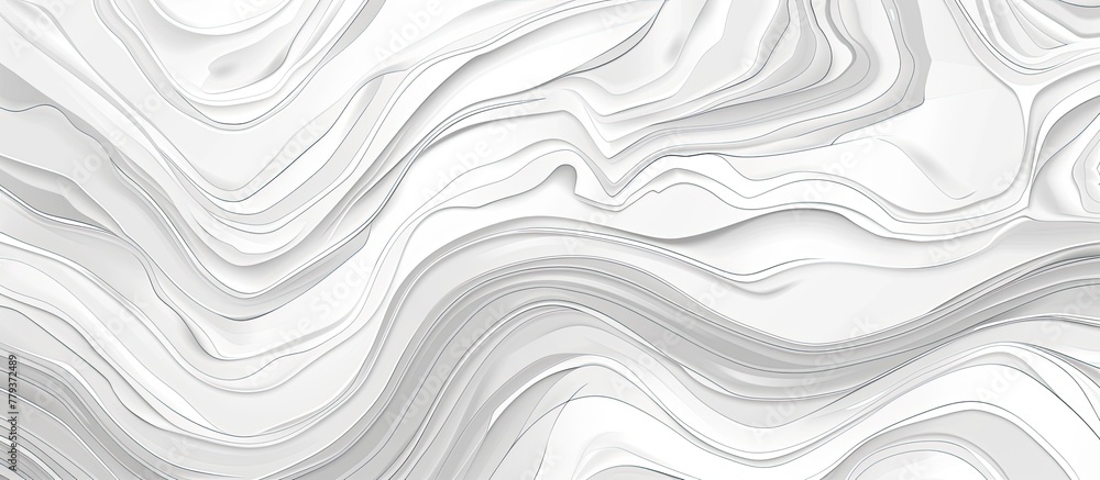 Poster a monochrome photography featuring a white marble texture with waves on a white background, creating