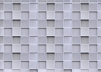 Geometric square pattern background of blank expanded aluminium grating decoration on exterior...
