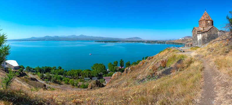 Sunny day at Sevanavank church in Armenia