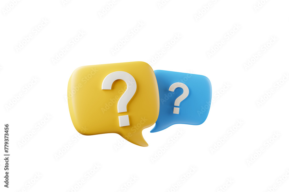 Poster 3d rendering a question mark floated in the air. question ideas that arise in various places.