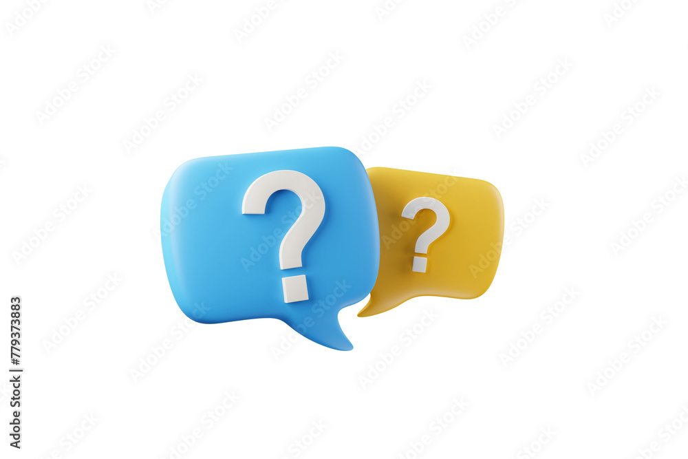 Poster 3d rendering a question mark floated in the air. question ideas that arise in various places.