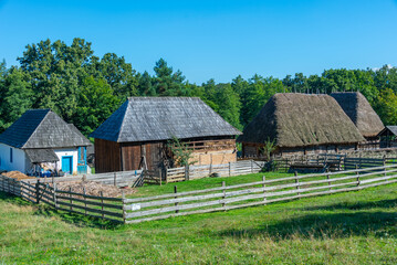 Historical houses at Astra ethnography museum in Sibiu, Romania