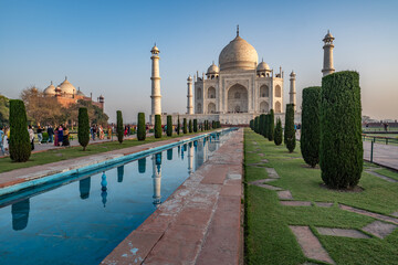 perspective view on Taj-Mahal mausoleum from red fort, Agra