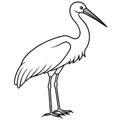 stork line art vector