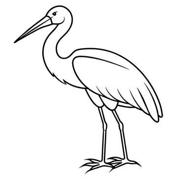 recommend clip art: stork line art vector
