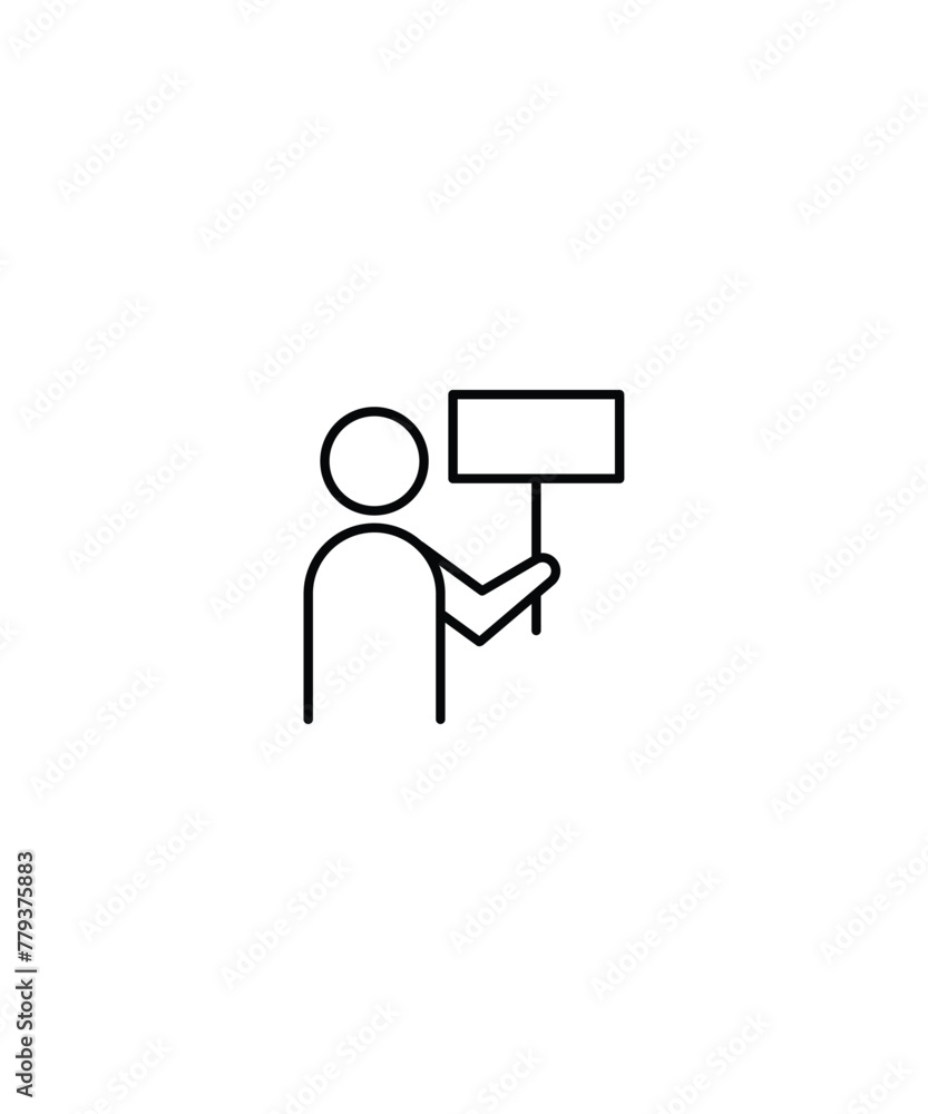 Poster man hand holding board icon, vector best line icon.