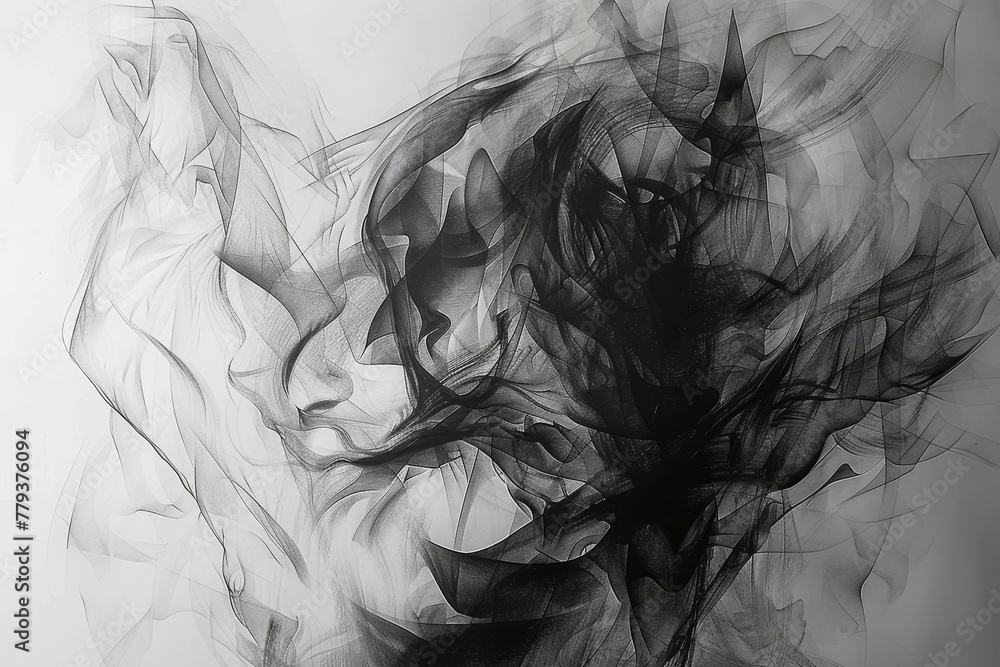 Poster abstract light interplay: dynamic exploration of form, space, and shadow.