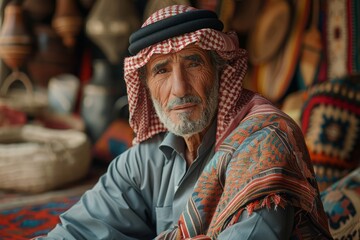 Obraz premium Elderly Man in Traditional Arab Attire