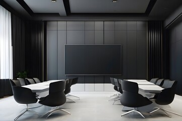 Modern and smart meeting room, office conference room interior, no people