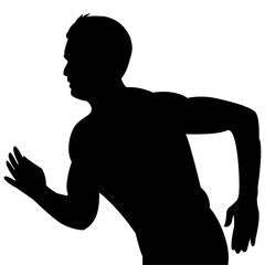 Fitness athlete runner man, running silhouette Illustration. Jogging active lifestyle concept.