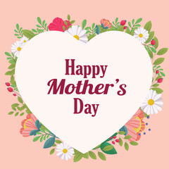 Happy Mothers Day poster with floral flowers. 