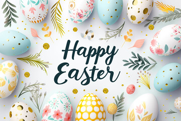 Easter poster and banner template with Easter eggs
