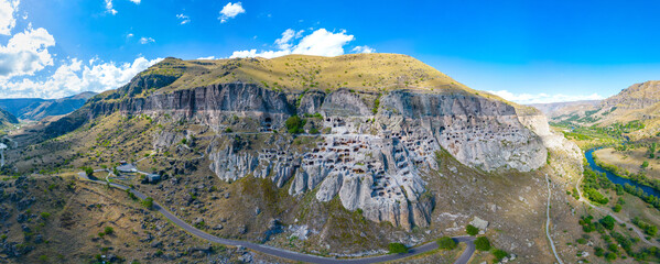 Panorama view of Vardzia caves in Georgia © dudlajzov