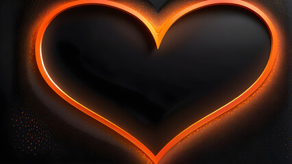 Elegant Black Background with Vibrant Orange Neon Heart Shapes: Stunning Wallpaper Collection(Generative AI)