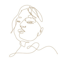 hand drawn one line art illustration woman face continuous line drawing