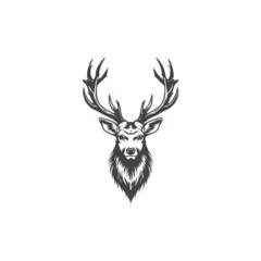 Tuinposter Deer head hipster retro logo design vector illustration © Leyde