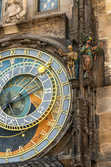 The Prague astronomical clock or Prague Orloj is a medieval astronomical clock attached to the Old Town Hall in Prague, the capital of the Czech Republic - 779382627