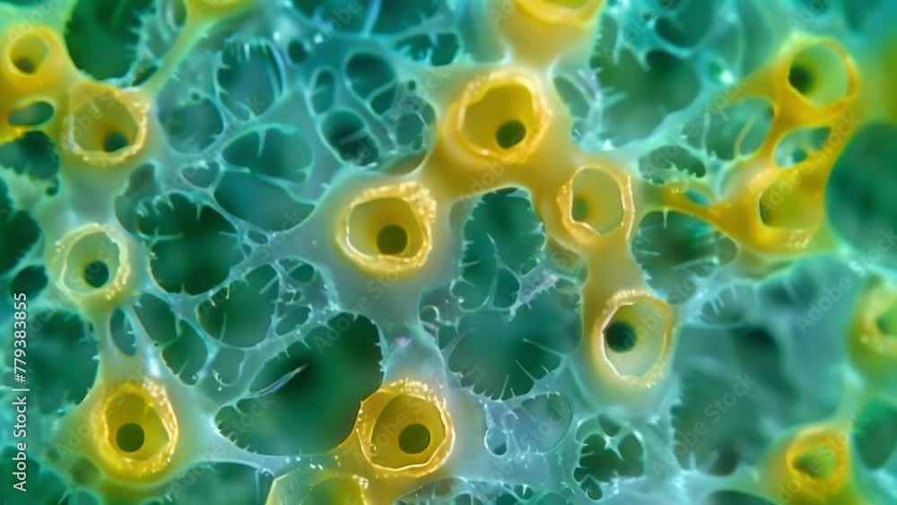 Poster magnified view of plant pollen tube growth showing the intricate pattern formed by strings of cellul
