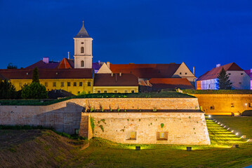 Night view of the tvrda fortress in Croatian town Osijek