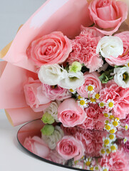 A close-up of a bunch of pink flowers