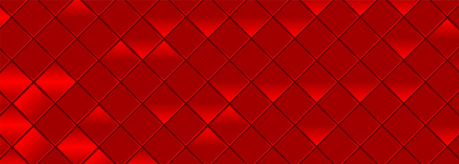 Abstract 3d Red rhombus mosaic background. Glossy square shapes. Square mosaic tiles pattern background for cover, poster, banner web, Print ad. Business or corporate decoration. Vector EPS10.