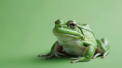 Frog on a green background
