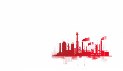 Fototapeta premium Abstract Red Silhouette of Industrial Landscape