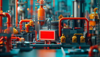Fototapeta premium Futuristic Industrial Facility with Red Signage