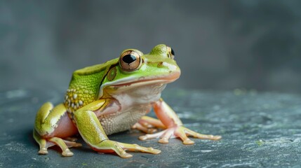 Obraz premium Frog on a grey background