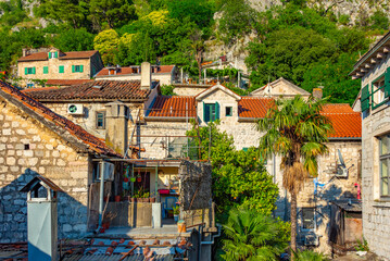 Fototapeta premium Historical houses in the old town of Kotor, Montenegro