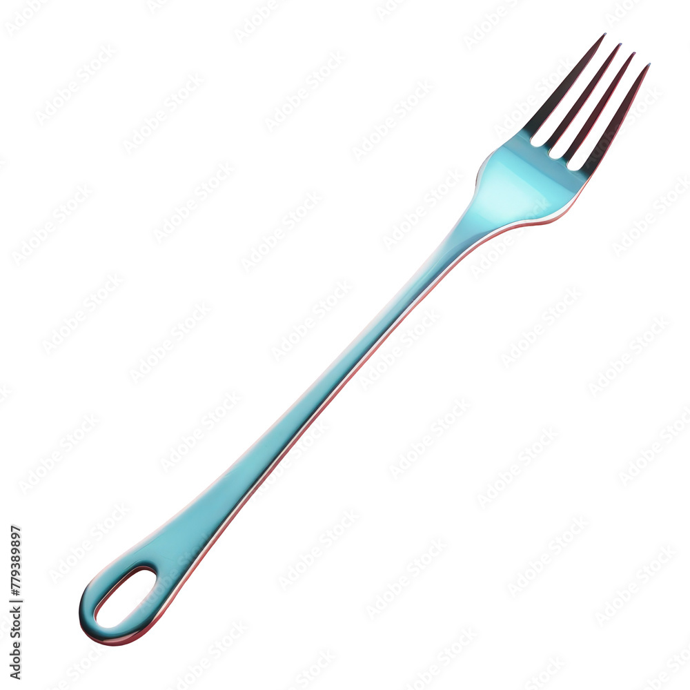 Aufkleber a fork with a blue handle on a transparent background