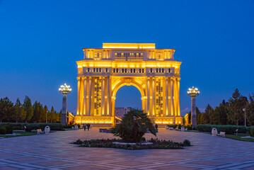 Triumphal arch at Heydar Aliyev park in Ganja, Azerbaijan