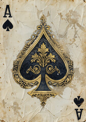 Ornate Ace of Spades Card - obrazy, fototapety, plakaty
