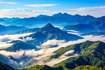 Majestic Mountains Rising Above Clouds