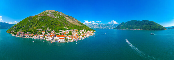 Aerial view of Perast in Montenegro
