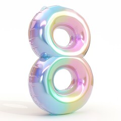 number 8 inflatable effect plastic pastel color