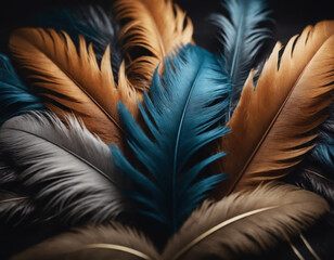 Dark Feathers Close-Up with Teal Accents
