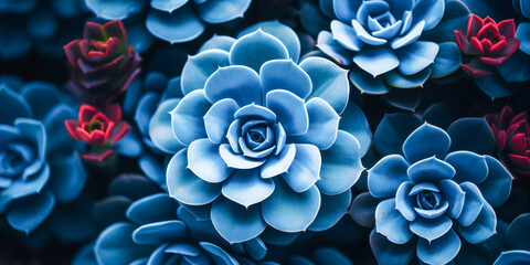 Vibrant Succulent Garden: Textured Blue and Red Plants